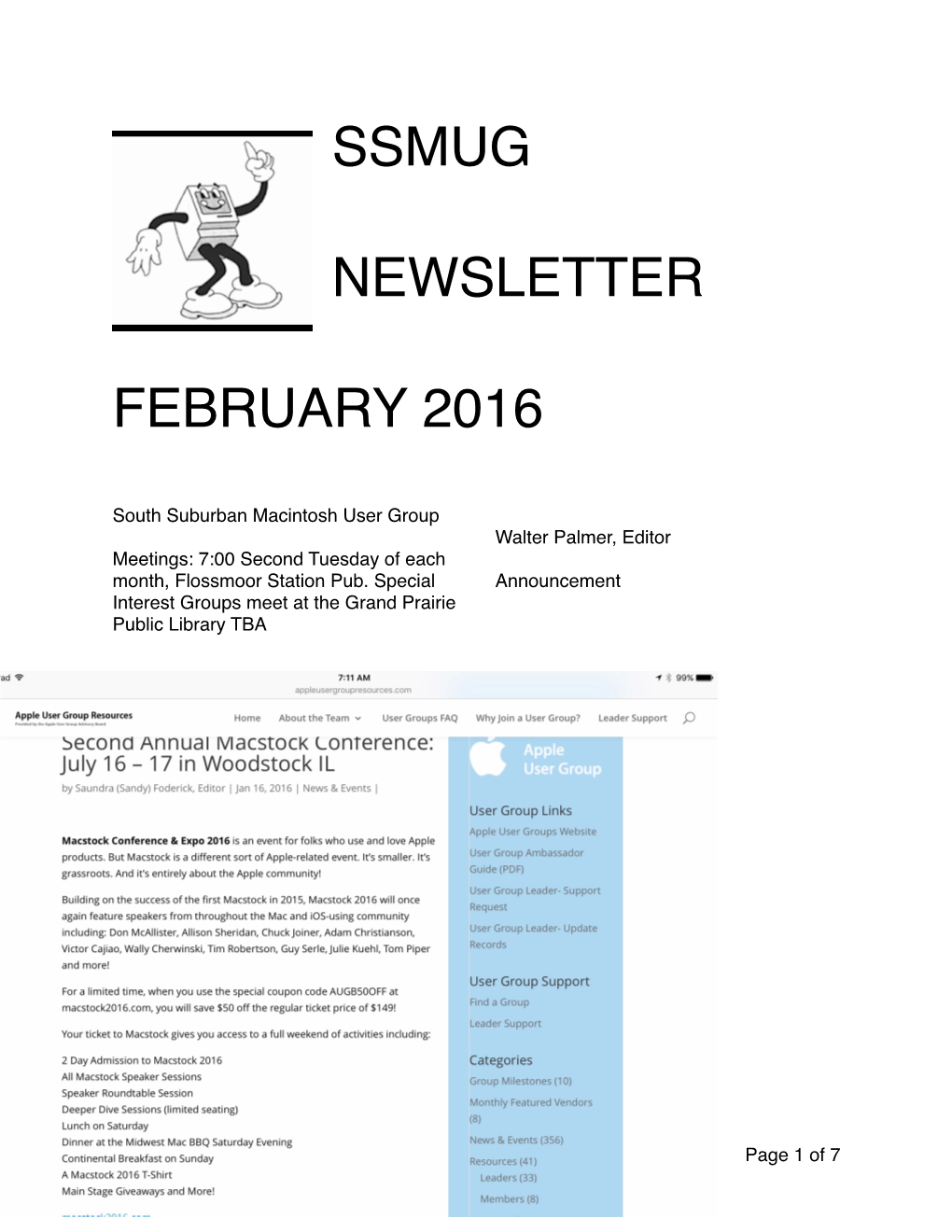 Ssmug Newsletter February 2016