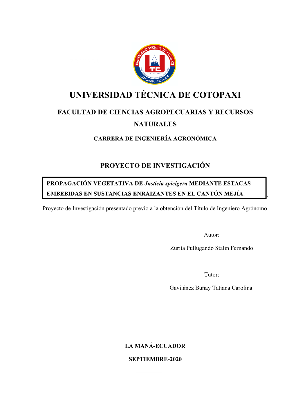 Universidad Técnica De Cotopaxi