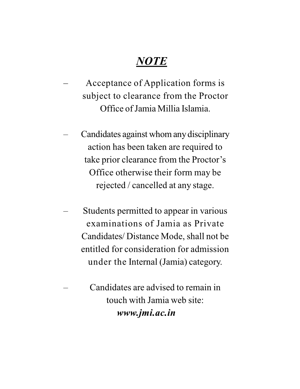 Guidelines for Private Candidates