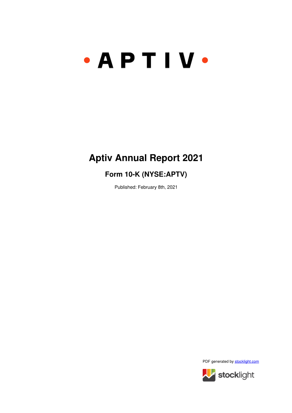 Aptiv Annual Report 2021