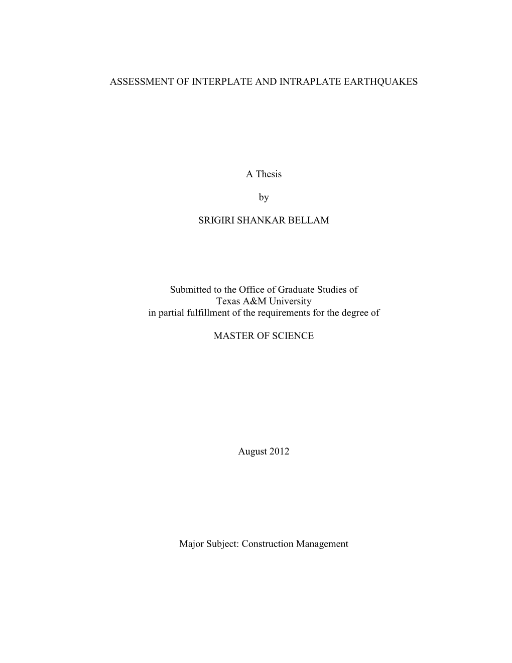 Assessment of Interplate and Intraplate Earthquakes