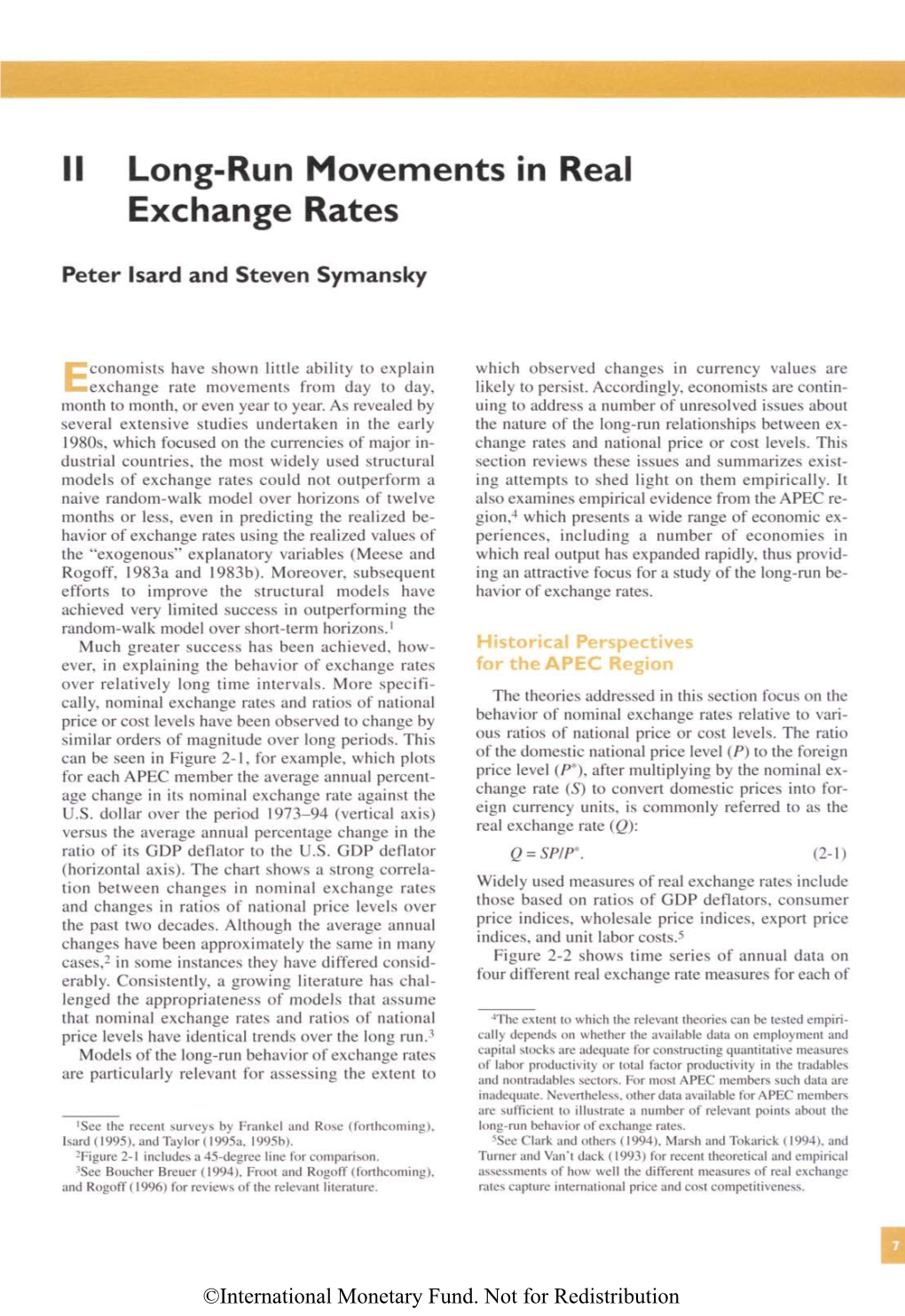 II Long-Run Movements in Real Exchange Rates
