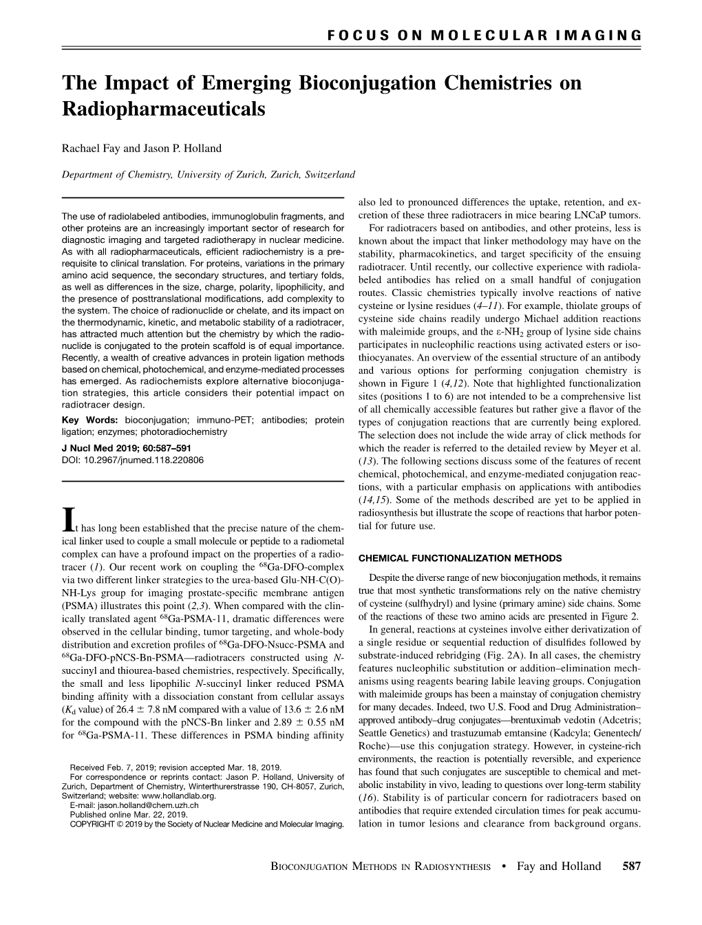 The Impact of Emerging Bioconjugation Chemistries on Radiopharmaceuticals