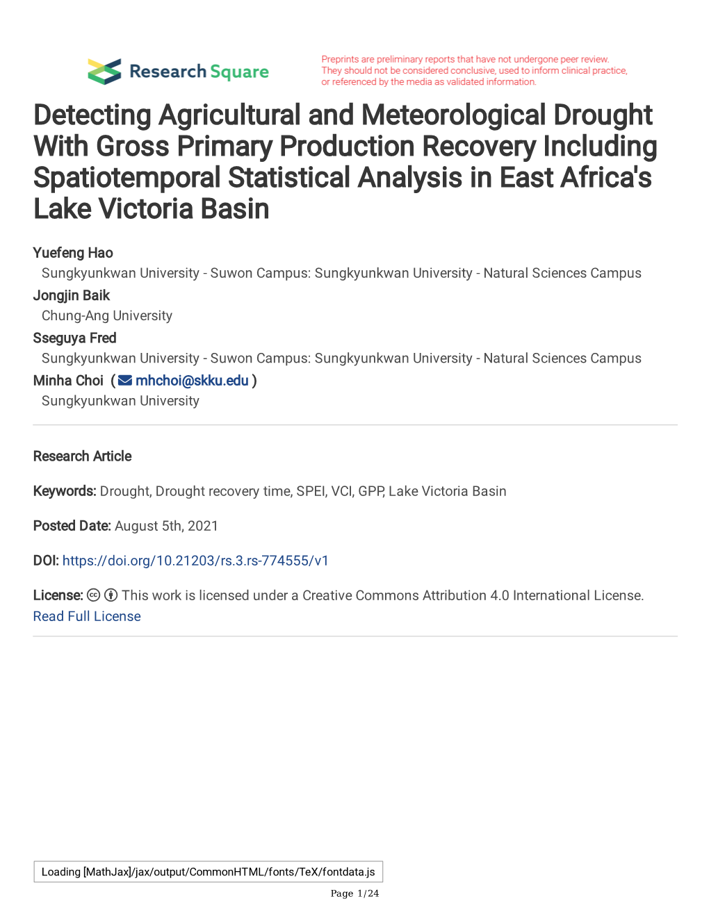 Detecting Agricultural and Meteorological Drought with Gross