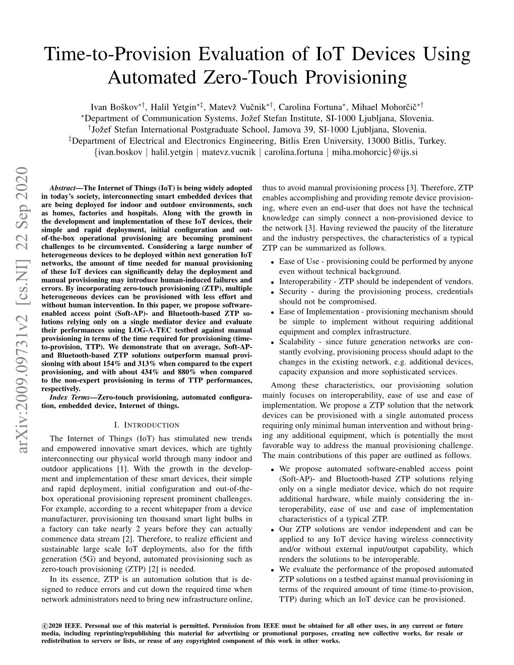 Time-To-Provision Evaluation of Iot Devices Using Automated Zero