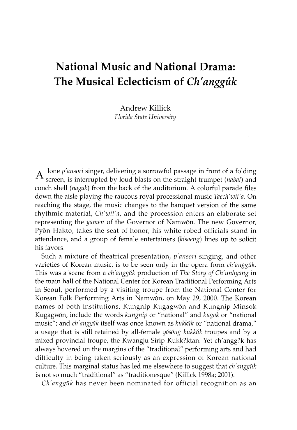 The Musical Eclecticism of Ch' Angguk