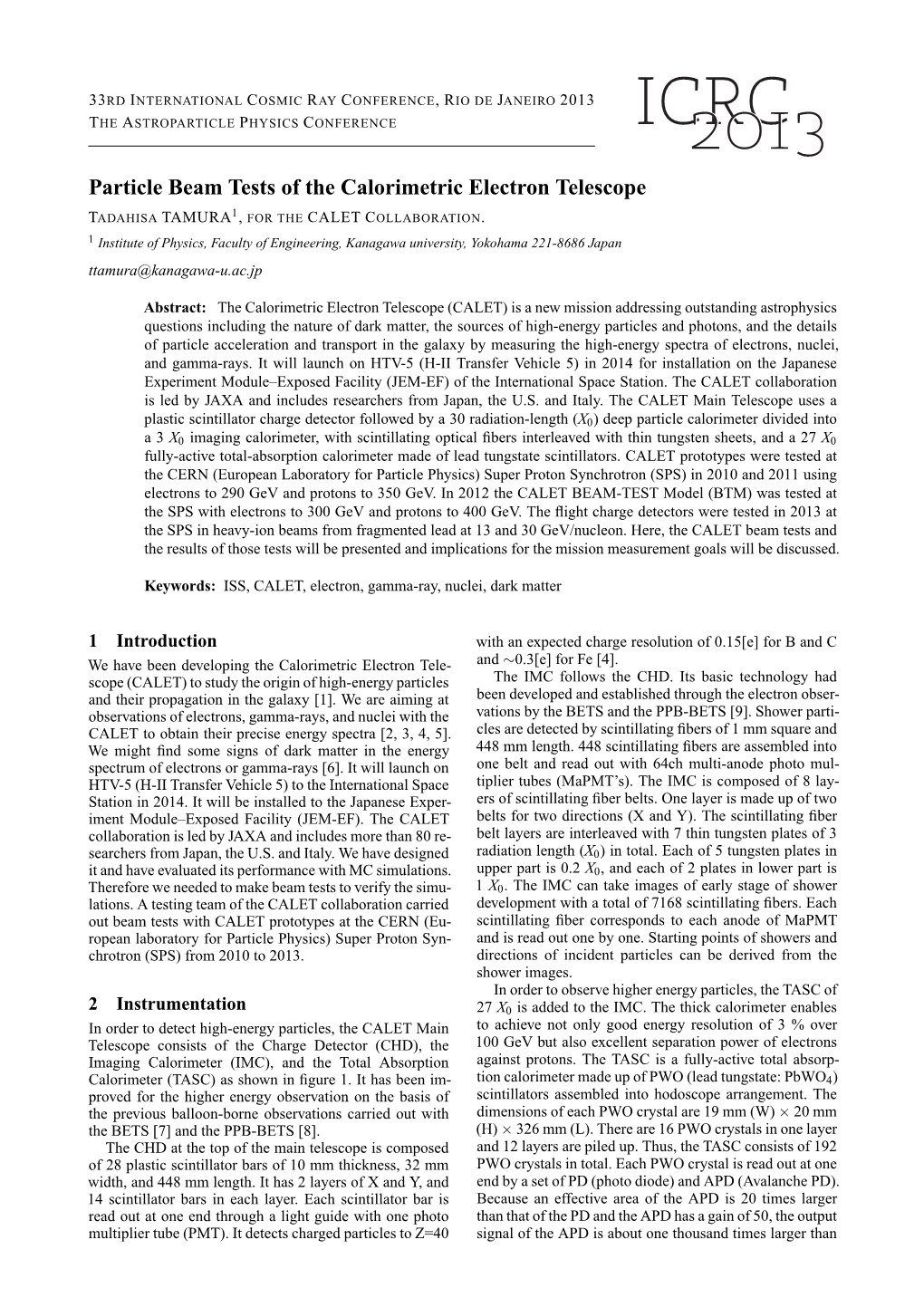 Particle Beam Tests of the Calorimetric Electron Telescope