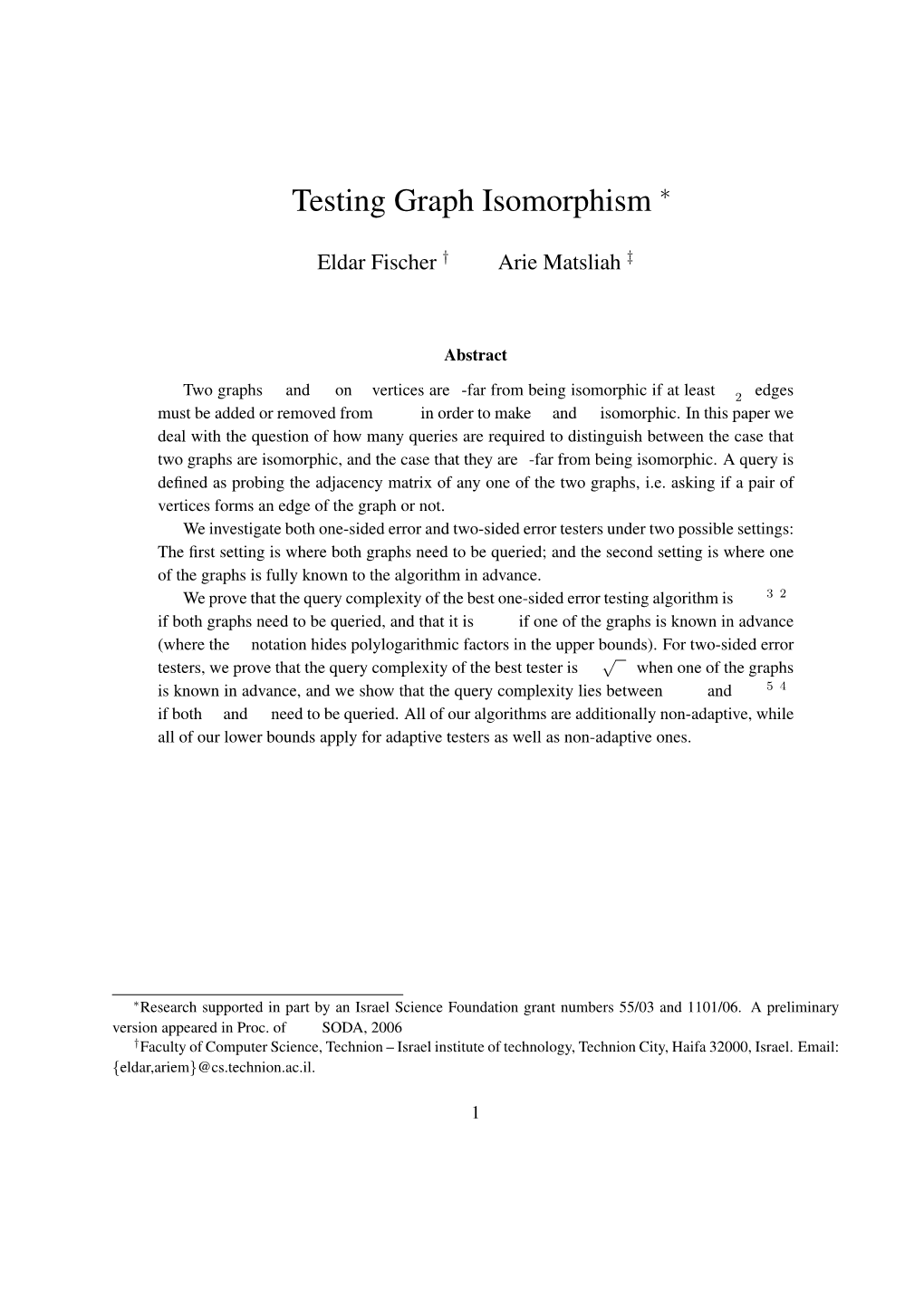 Testing Graph Isomorphism ∗