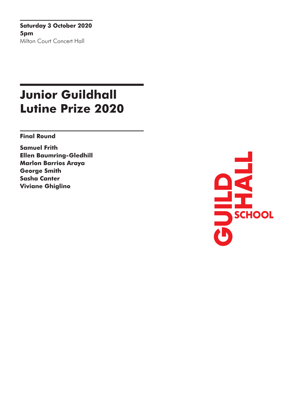 Guildhall School Gold Medal 2020 Programme