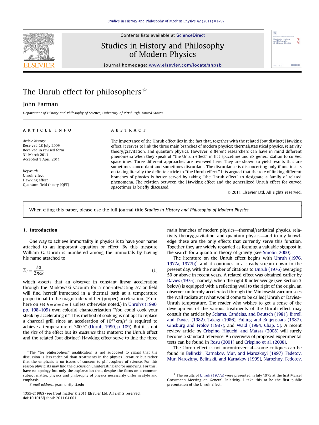 The Unruh Effect for Philosophers$