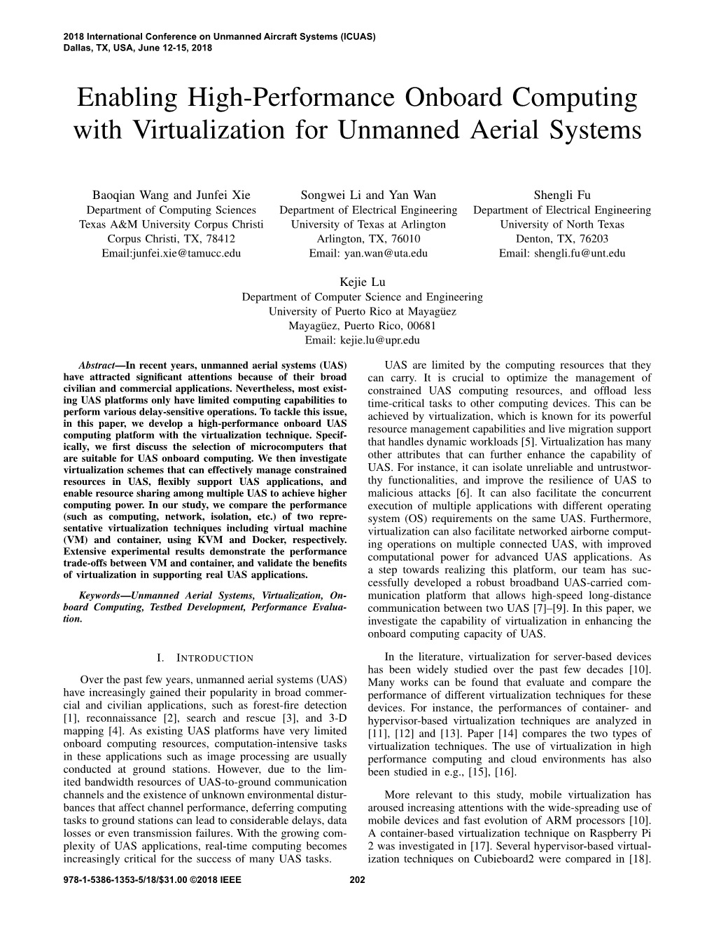Enabling High-Performance Onboard Computing with Virtualization for Unmanned Aerial Systems
