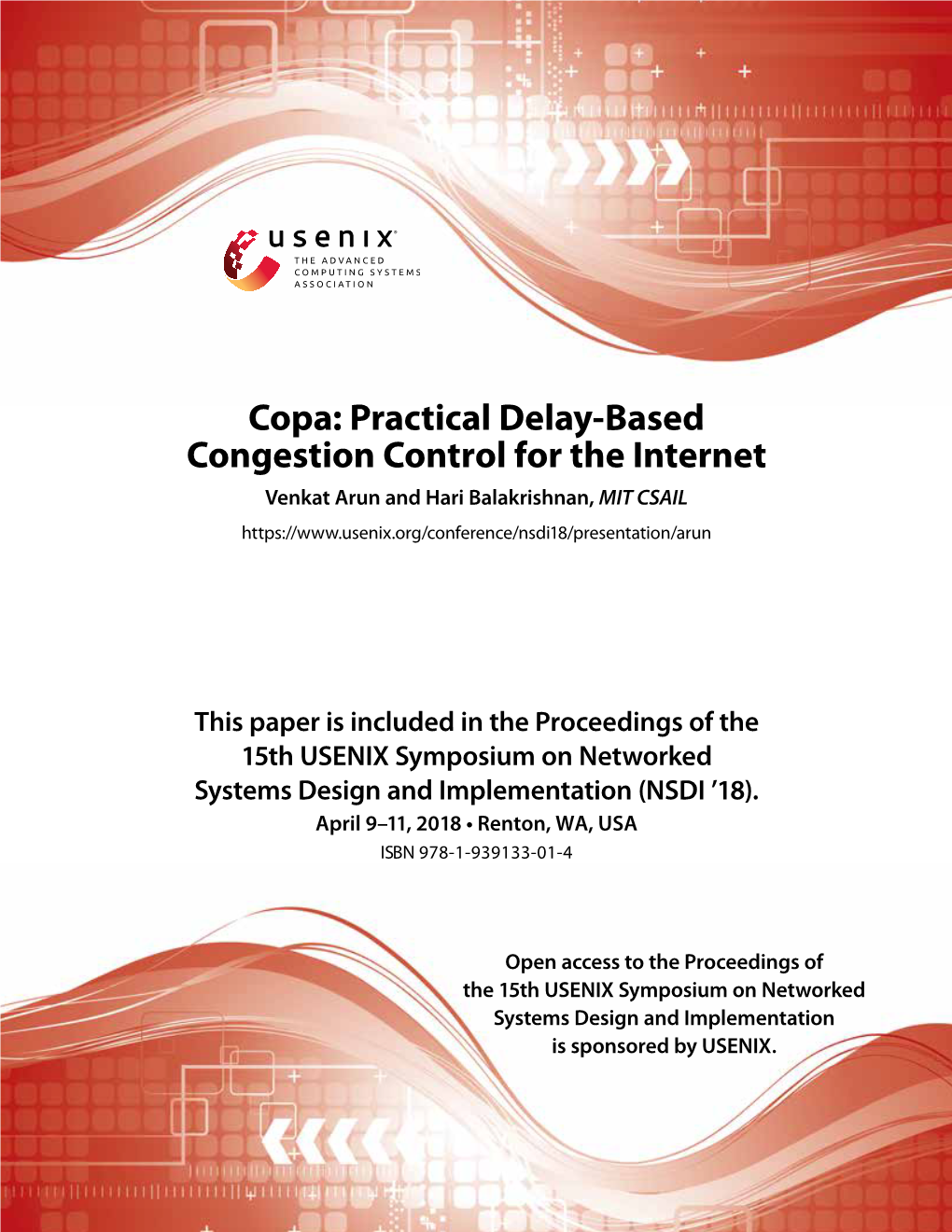 Copa: Practical Delay-Based Congestion Control for the Internet