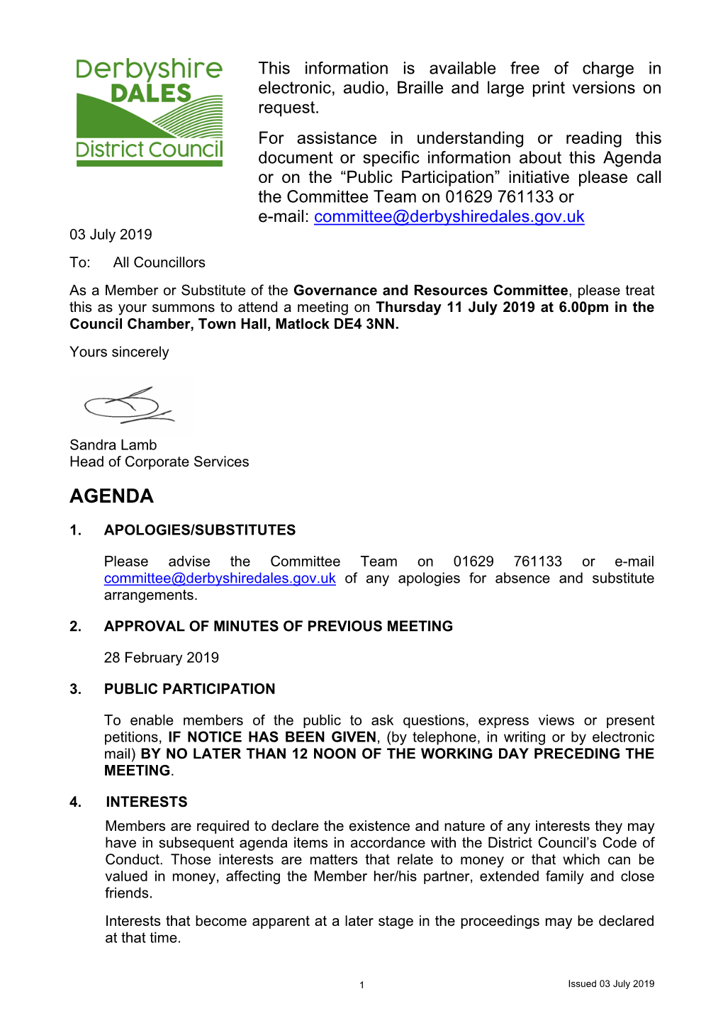 Derbyshire Dales District Council Cctv Procedural Manual