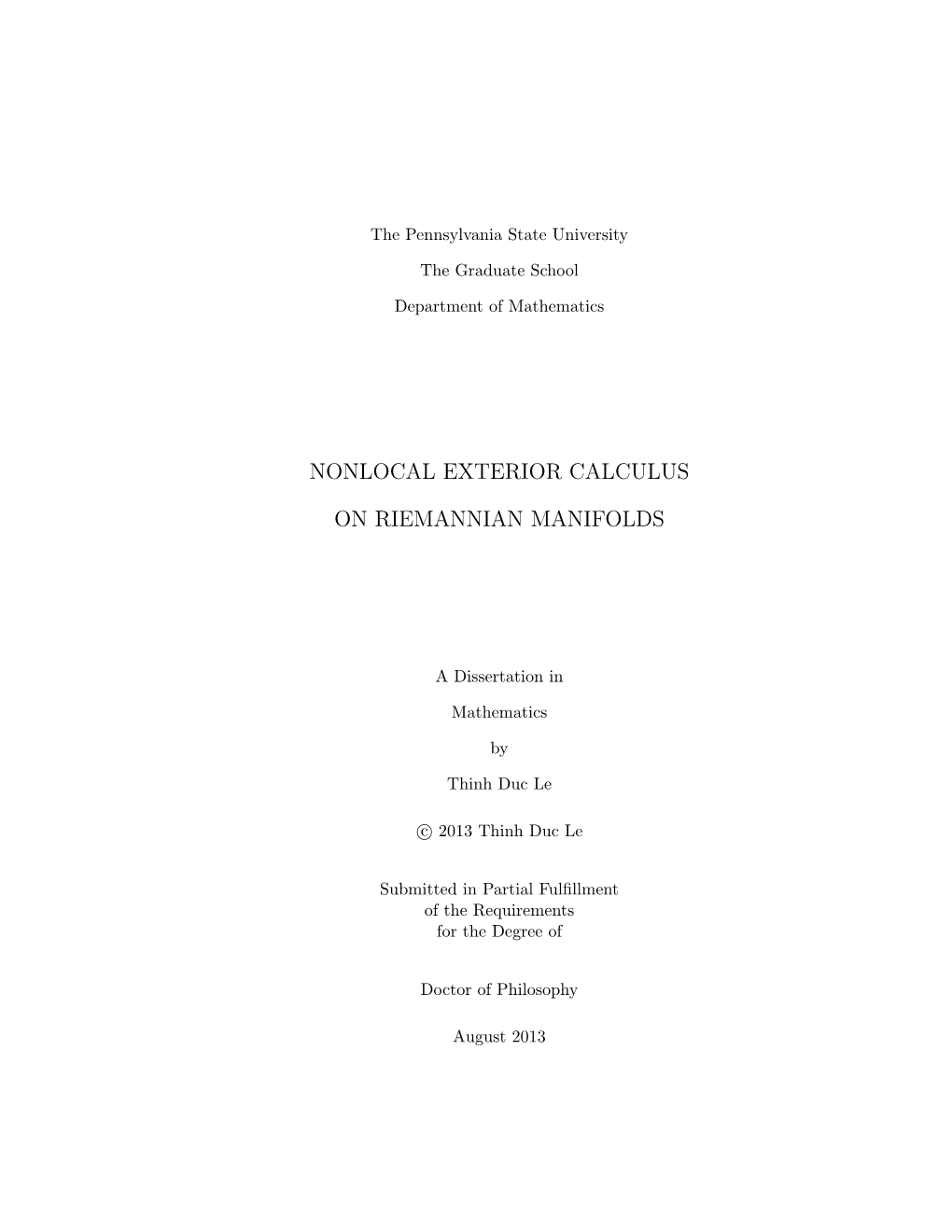 Nonlocal Exterior Calculus on Riemannian Manifolds