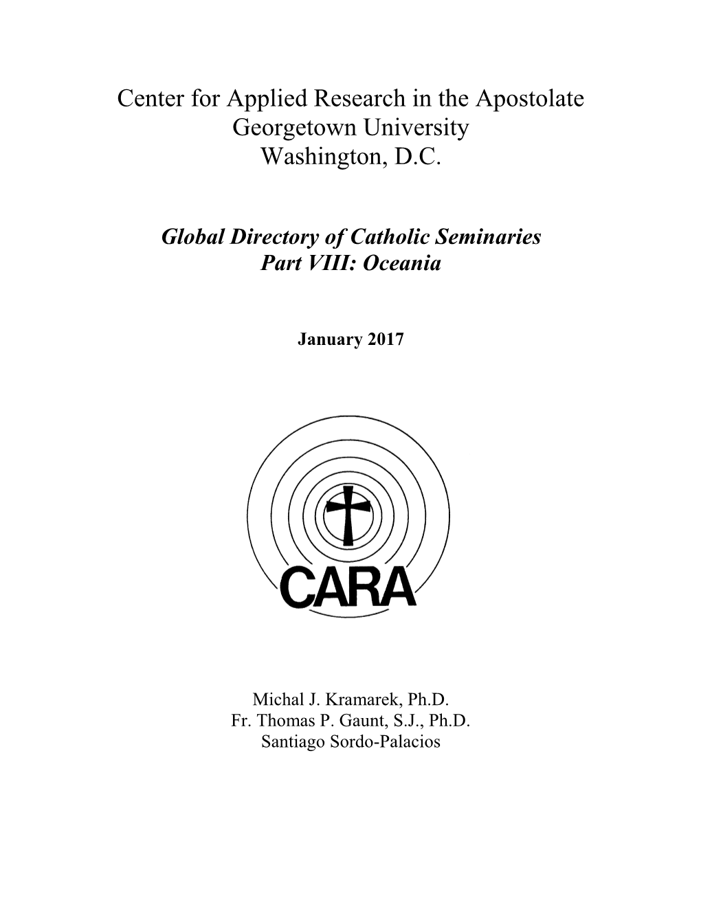 Global Directory of Catholic Seminaries Part VIII: Oceania