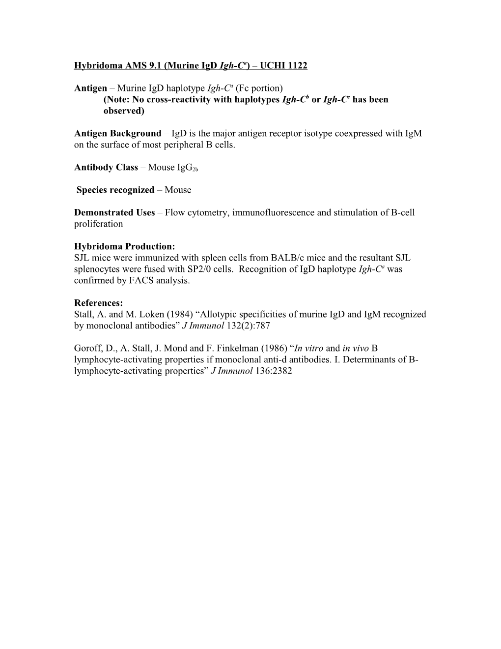 Hybridoma 11E8 (EGF Rececptor) UCHI 0615