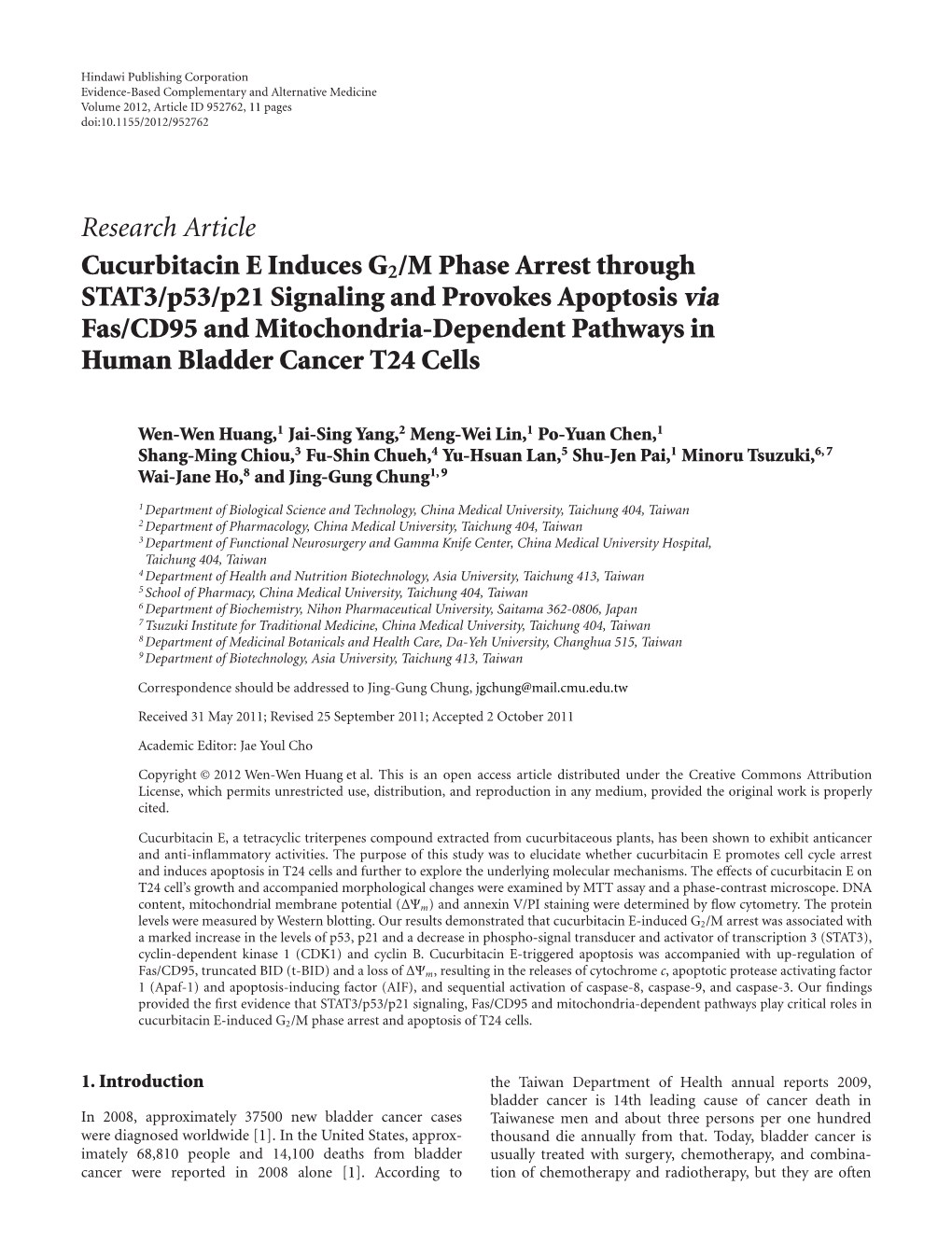 Research Article Cucurbitacin E Induces G2/M