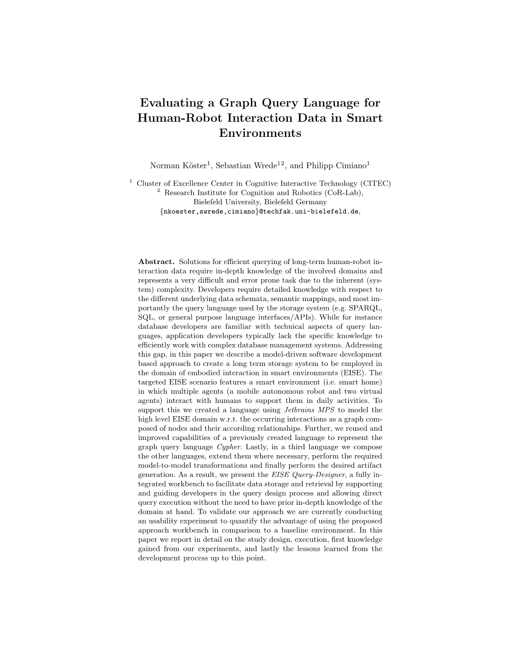 Evaluating a Graph Query Language for Human-Robot Interaction Data in Smart Environments