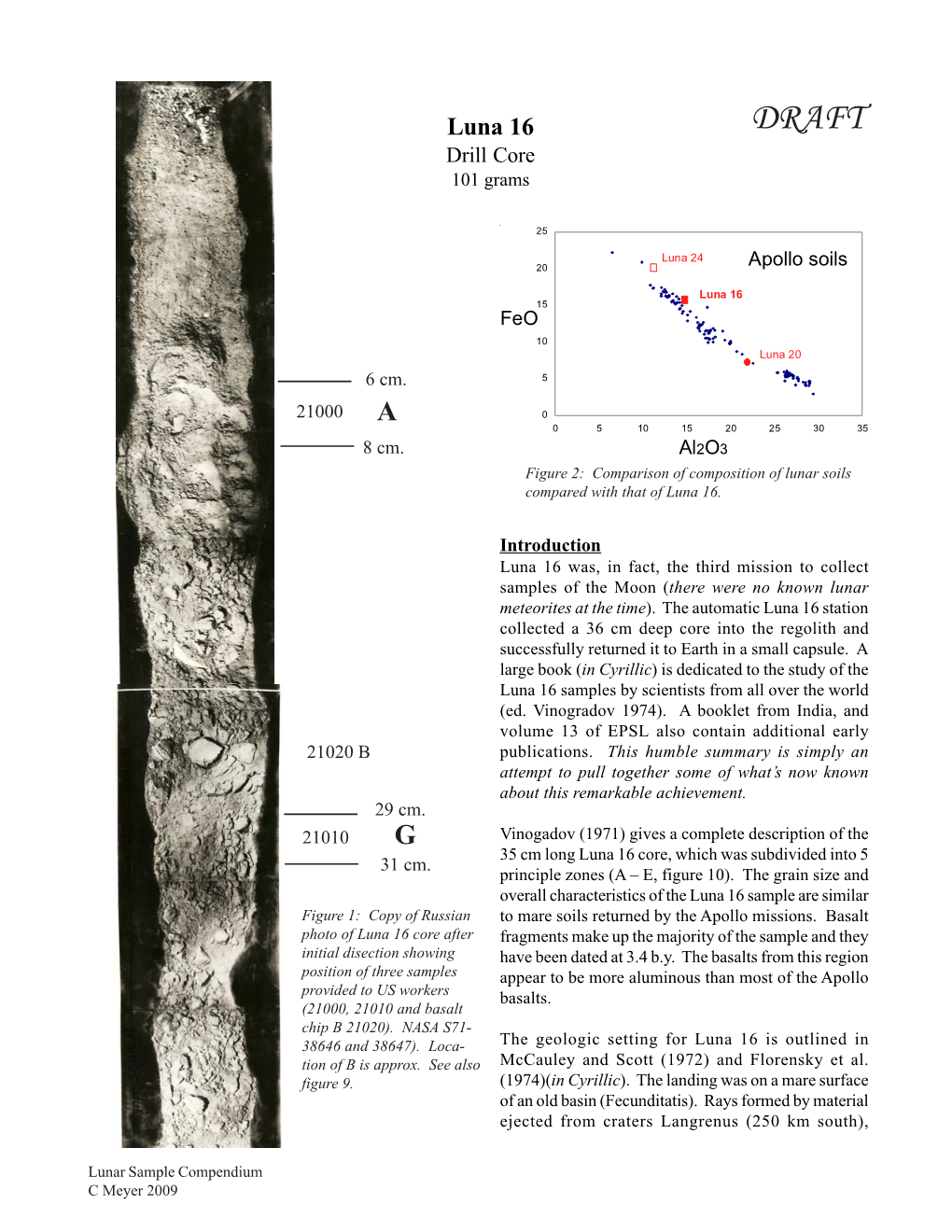 Luna 16 DRAFT Drill Core 101 Grams