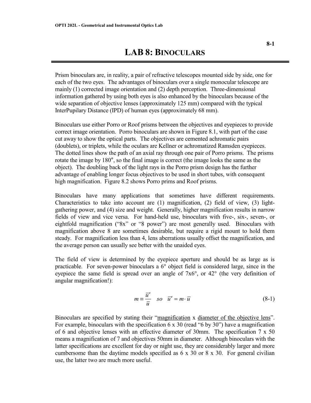 Lab 11: the Compound Microscope