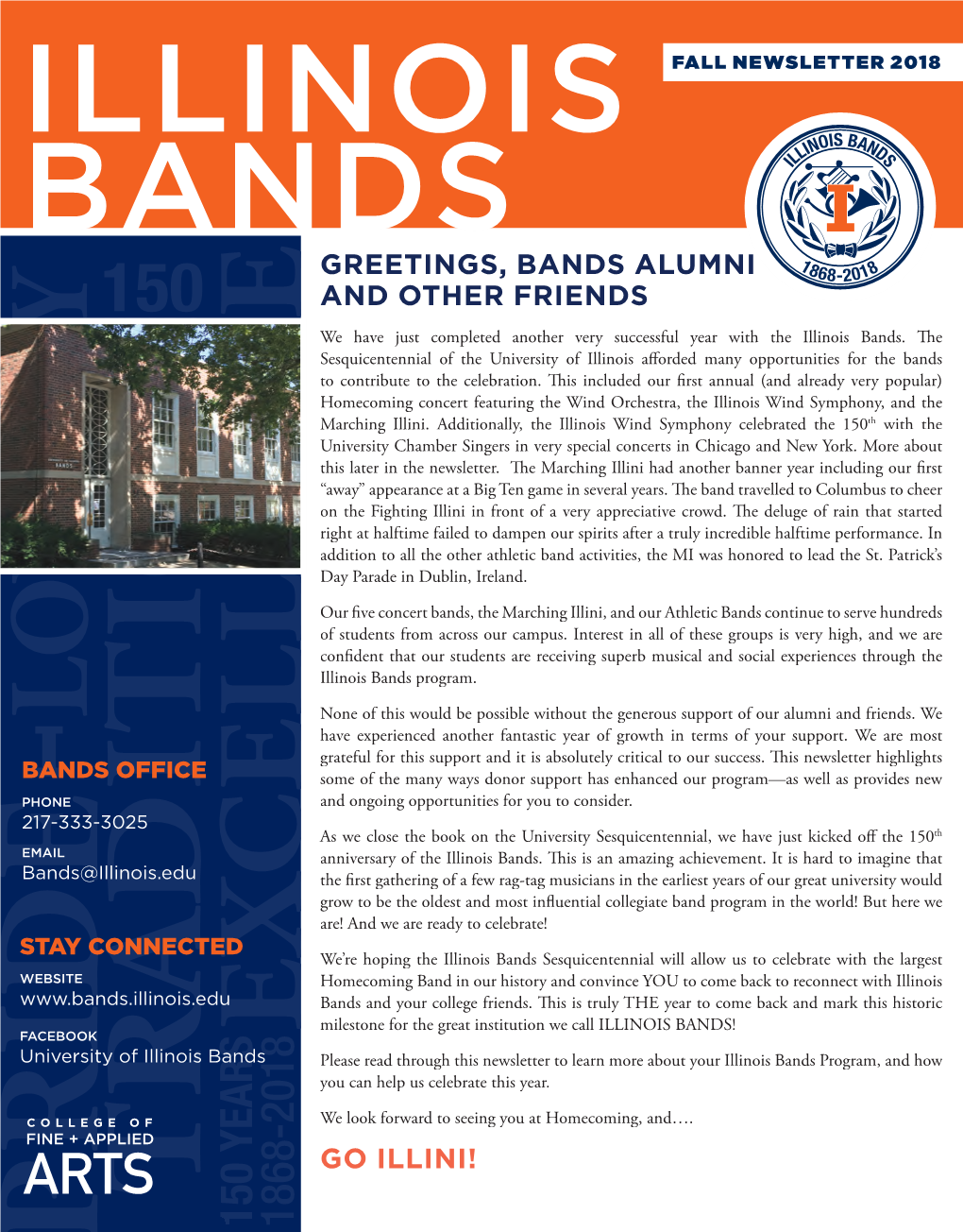 Greetings, Bands Alumni and Other Friends Go Illini!