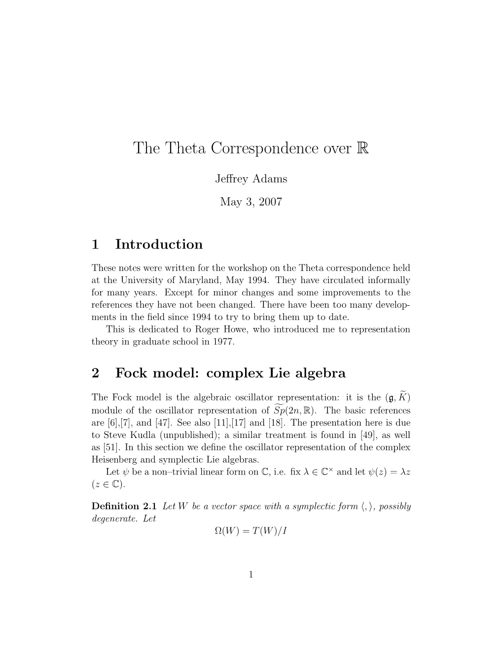 The Theta Correspondence Over R