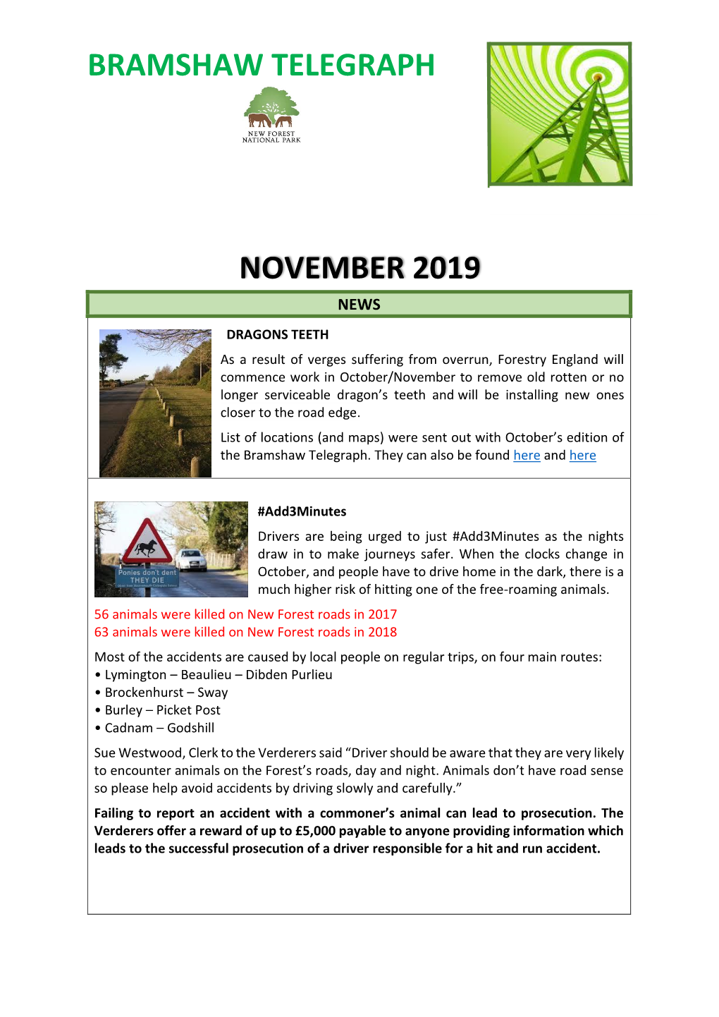 Bramshaw Telegraph November 2019