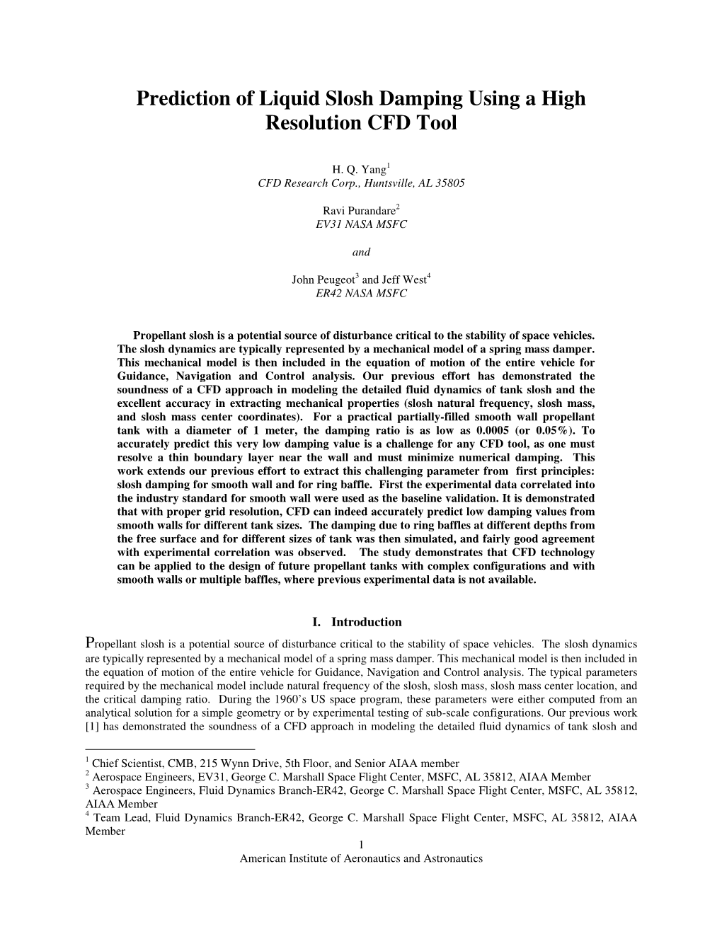 Prediction of Liquid Slosh Damping Using a High Resolution CFD Tool