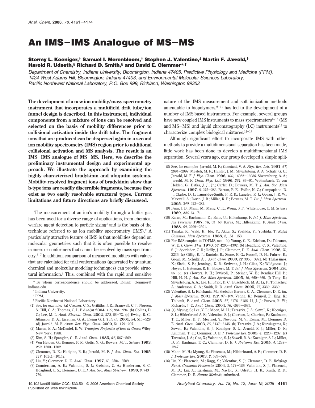 An IMS-IMS Analogue of MS-MS