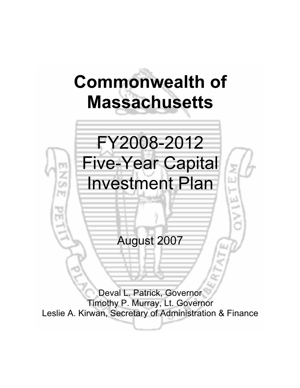 Commonwealth of Massachusetts FY2008-2012 Five-Year Capital