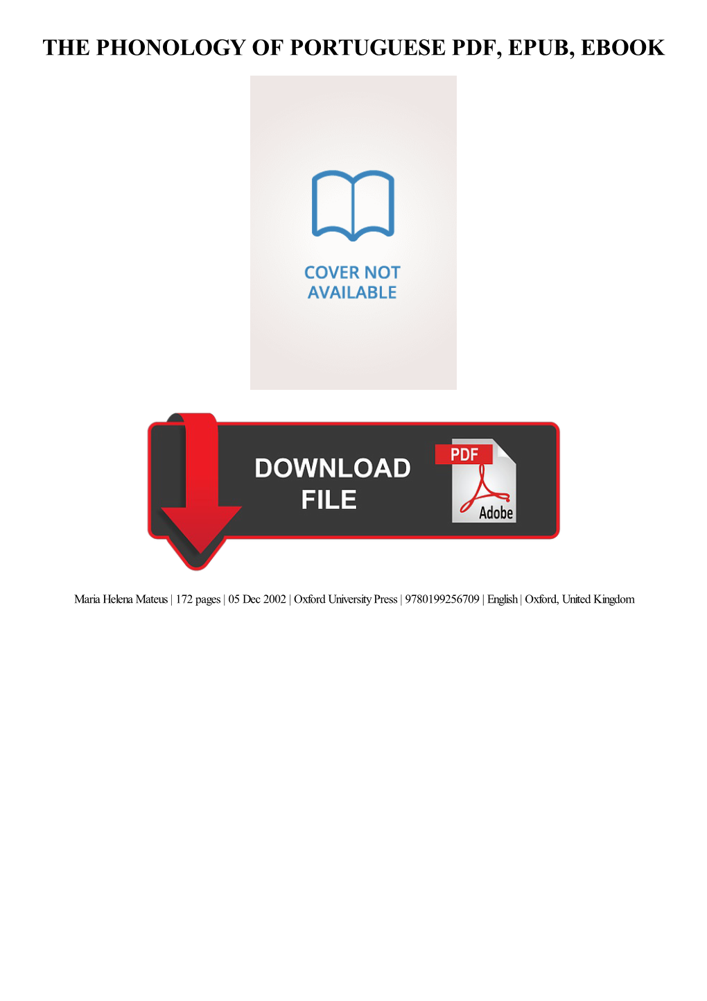 The Phonology of Portuguese Ebook Free Download