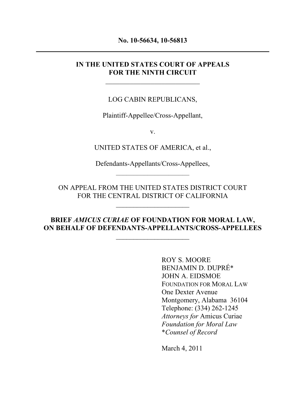 Log Cabin Republicans V. United States of America