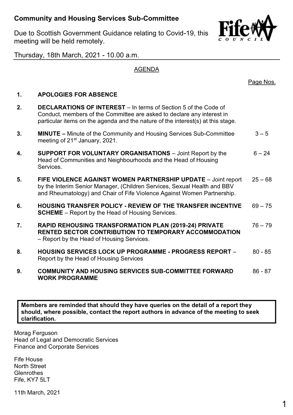 Community and Housing Services Sub-Committee Due to Scottish