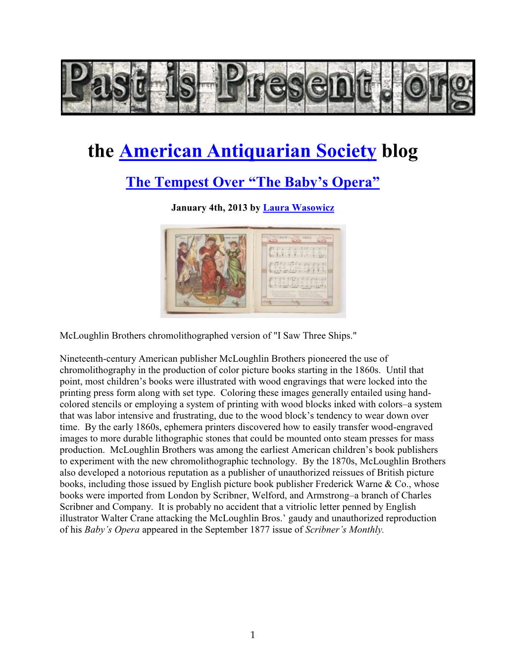 The American Antiquarian Society Blog the Tempest Over “The Baby’S Opera”