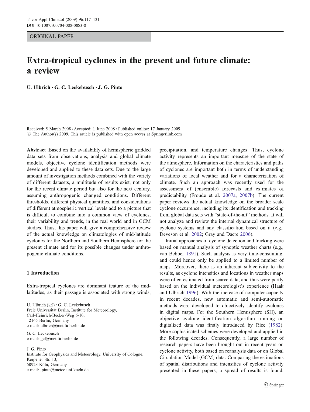 Extra-Tropical Cyclones in the Present and Future Climate: a Review