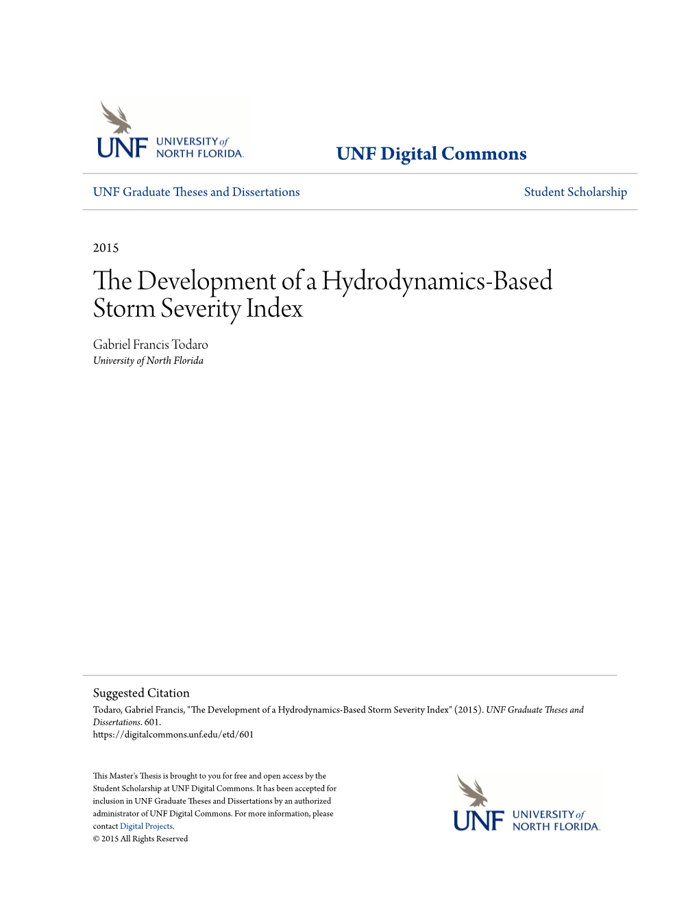 The Development of a Hydrodynamics-Based Storm Severity Index