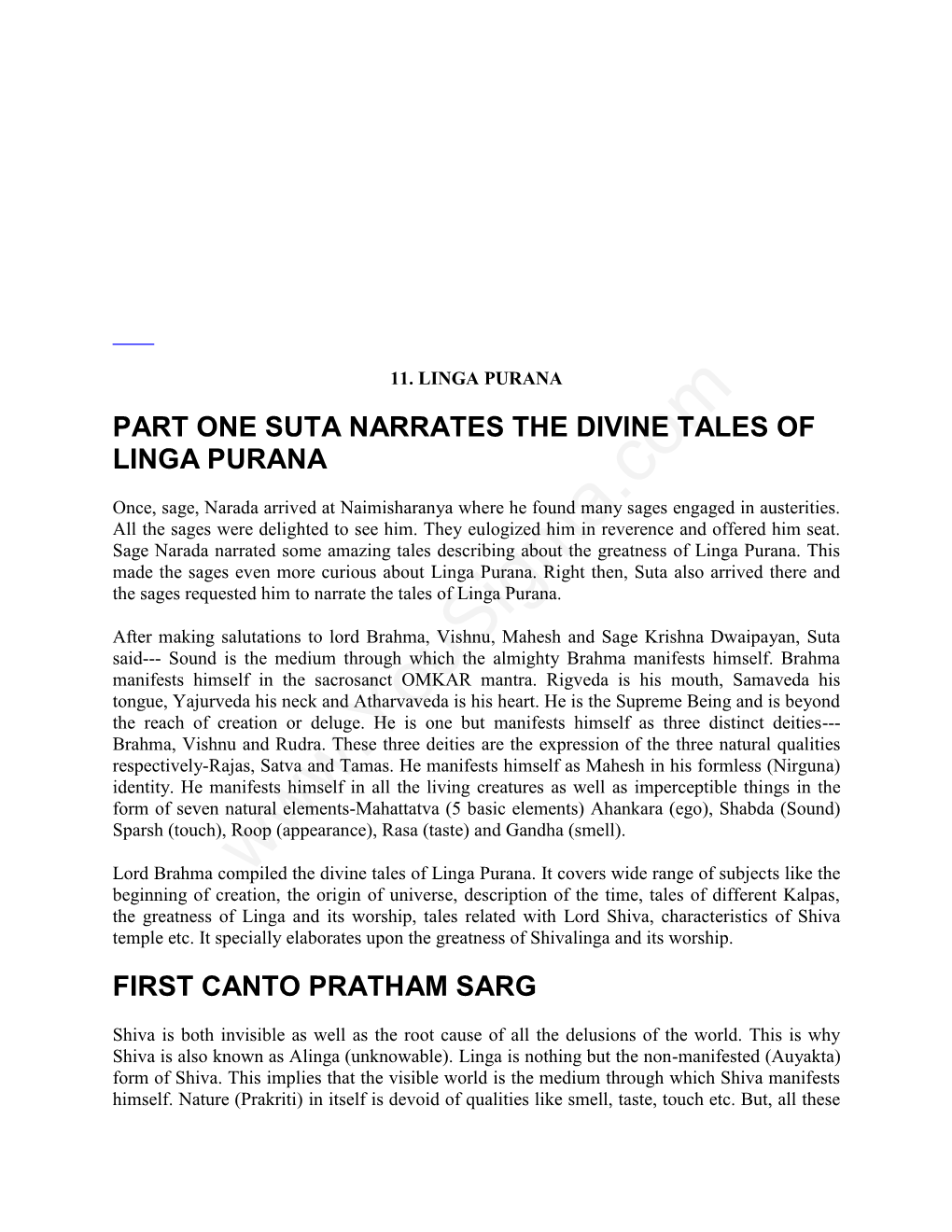 Part One Suta Narrates the Divine Tales of Linga Purana