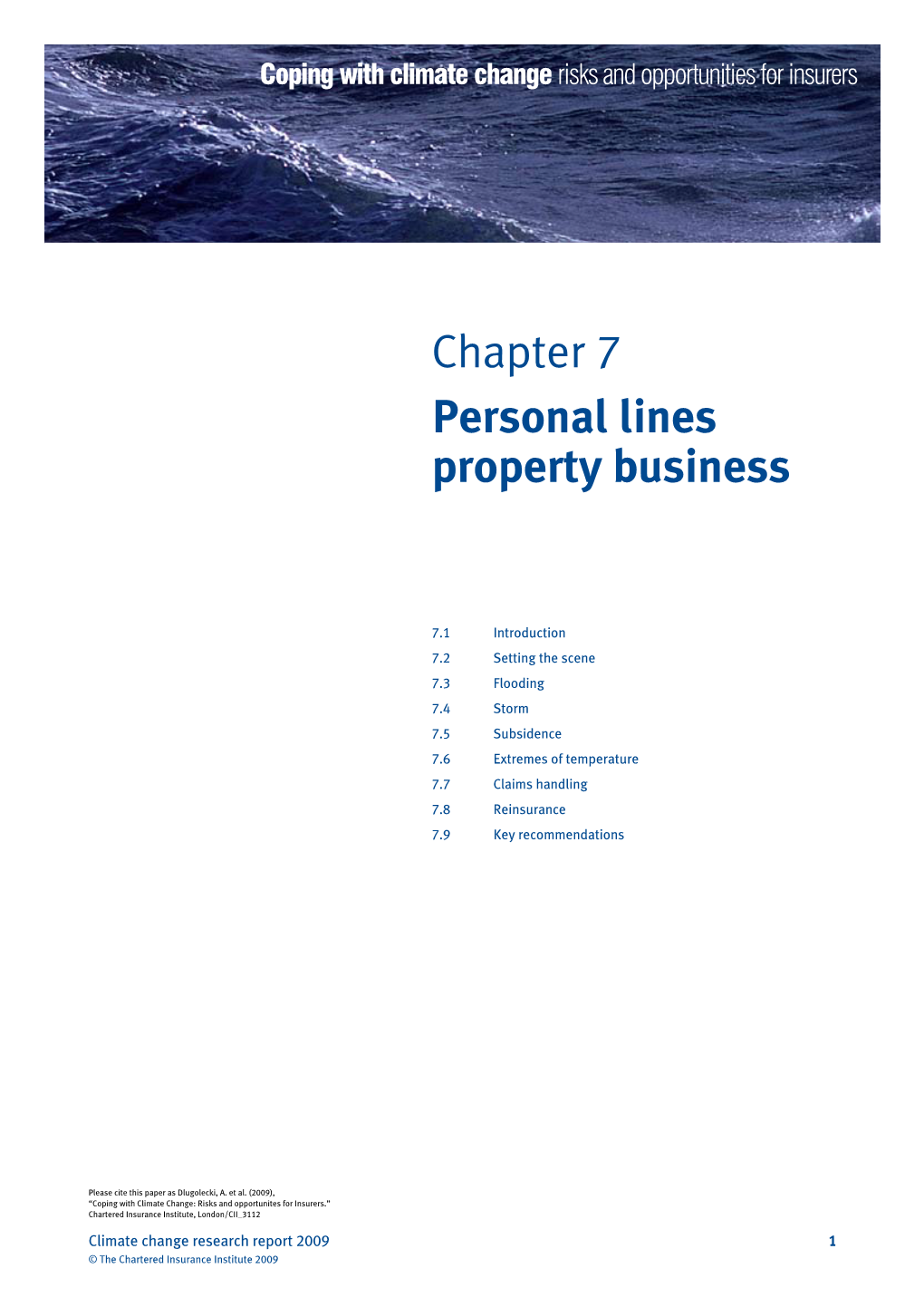 Chapter 7 Personal Lines Property Business