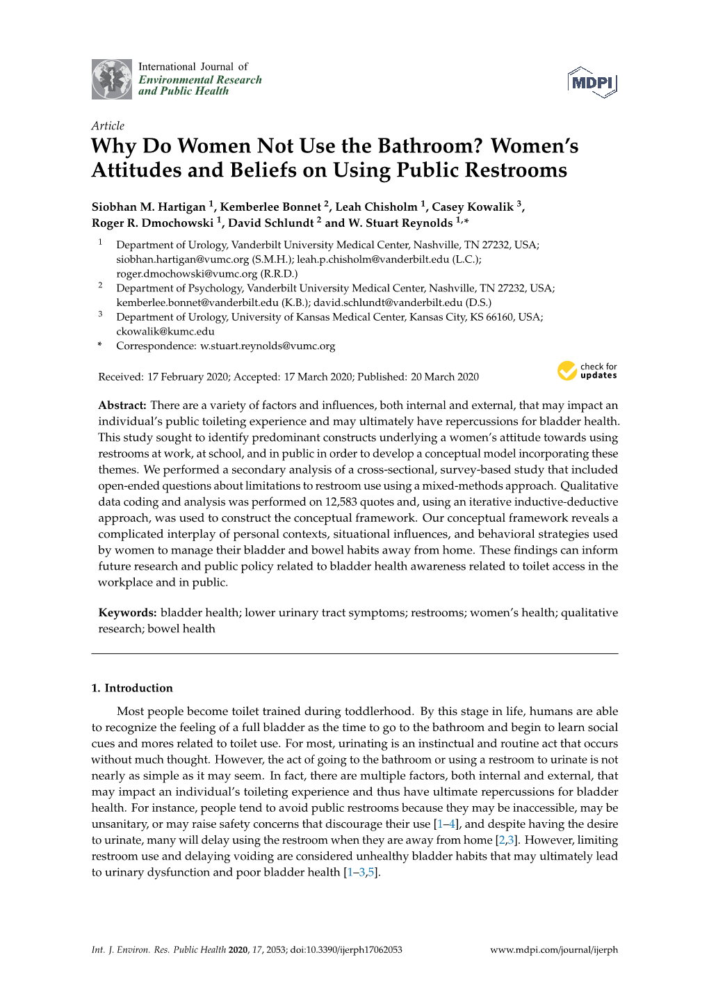 Women's Attitudes and Beliefs on Using Public Restrooms