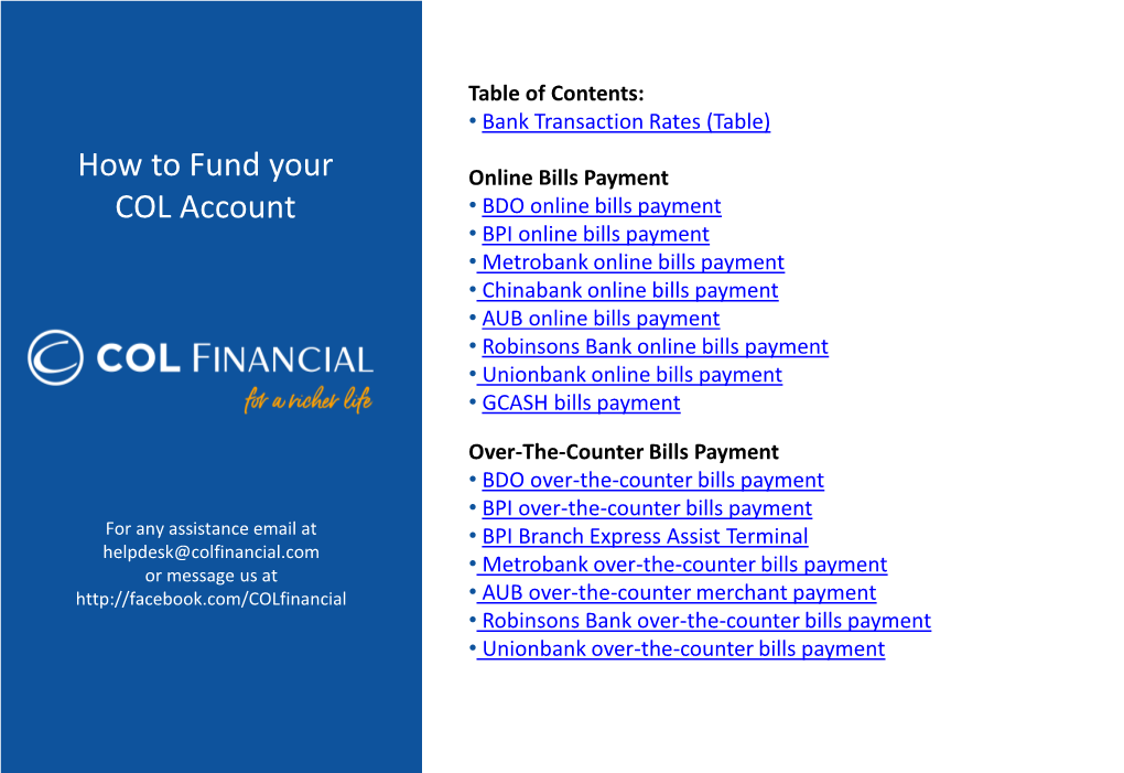 How to Fund Your COL Account