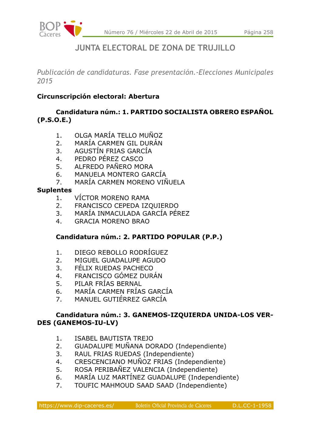Junta Electoral De Zona De Trujillo