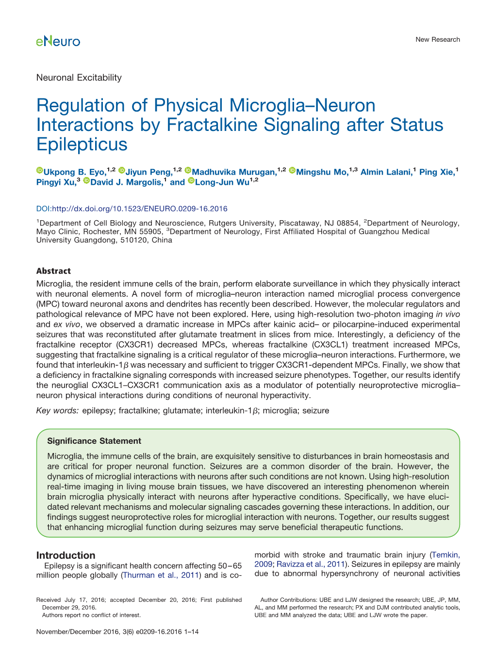 Regulation of Physical Microglia–Neuron Interactions by Fractalkine Signaling After Status Epilepticus