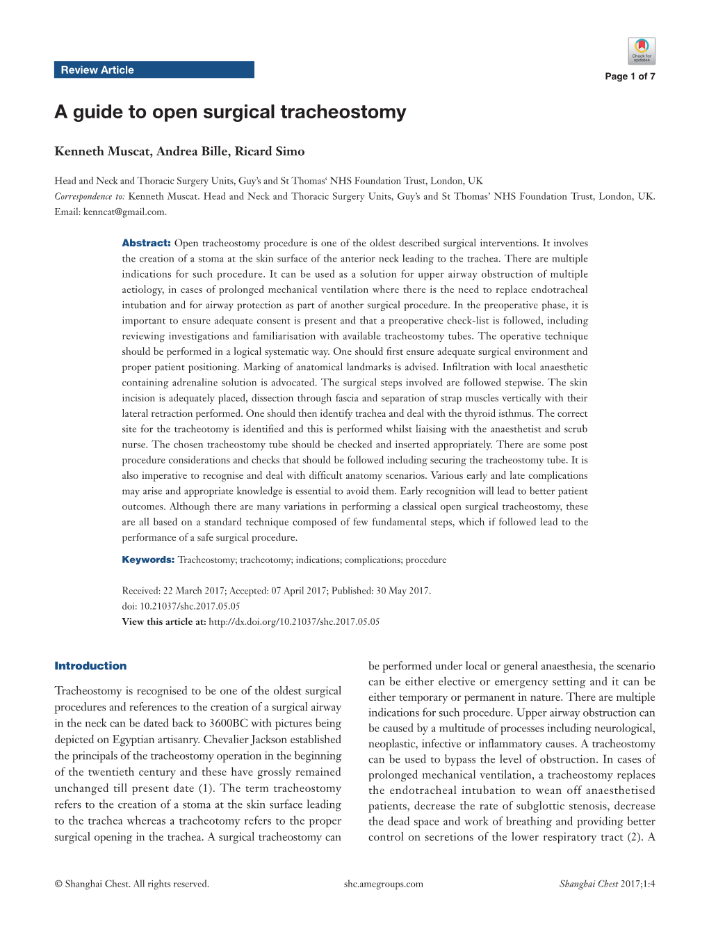 A Guide to Open Surgical Tracheostomy