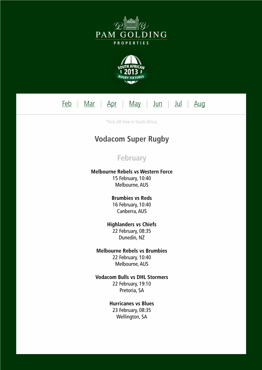 Vodacom Super Rugby February