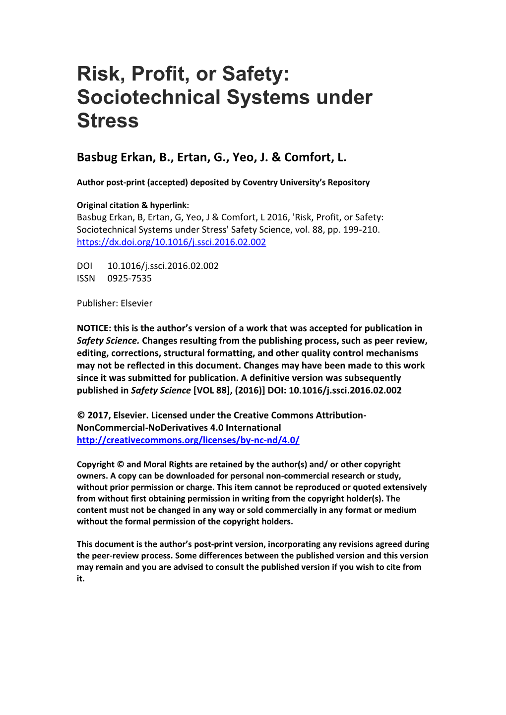 Risk, Profit, Or Safety: Sociotechnical Systems Under Stress