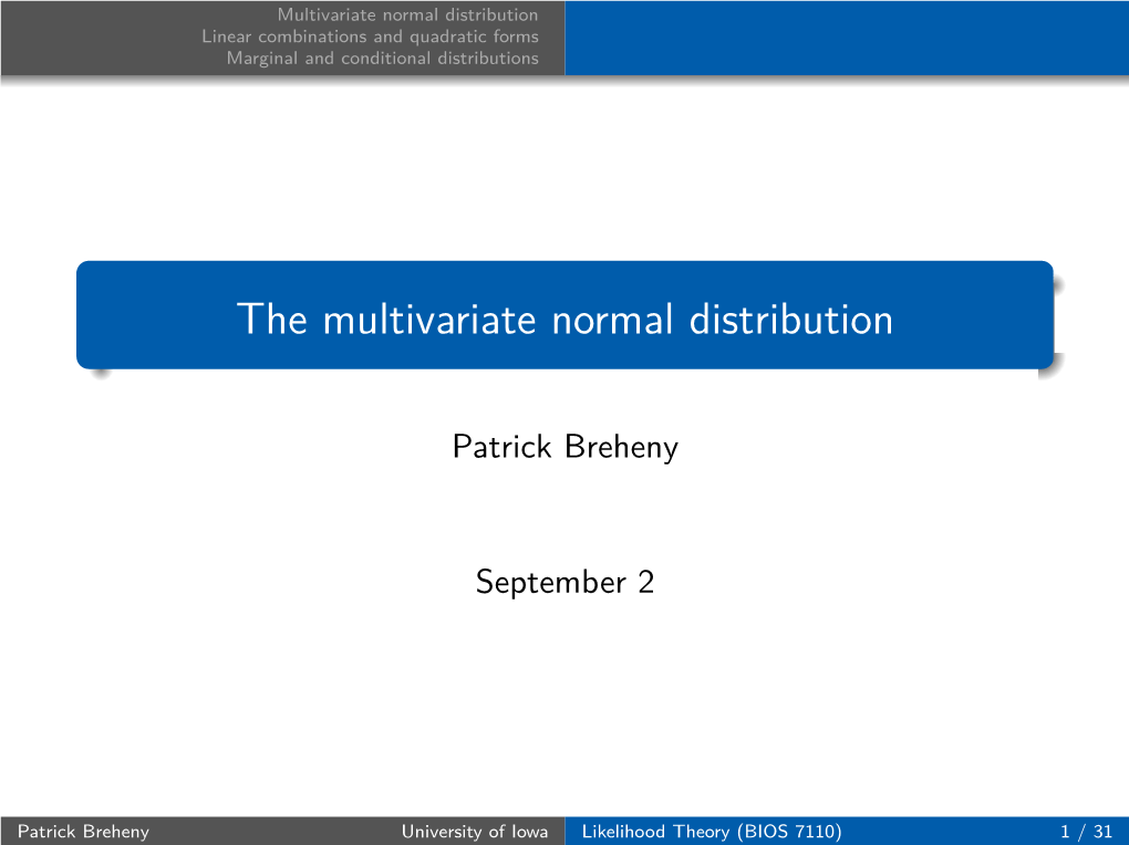 The Multivariate Normal Distribution