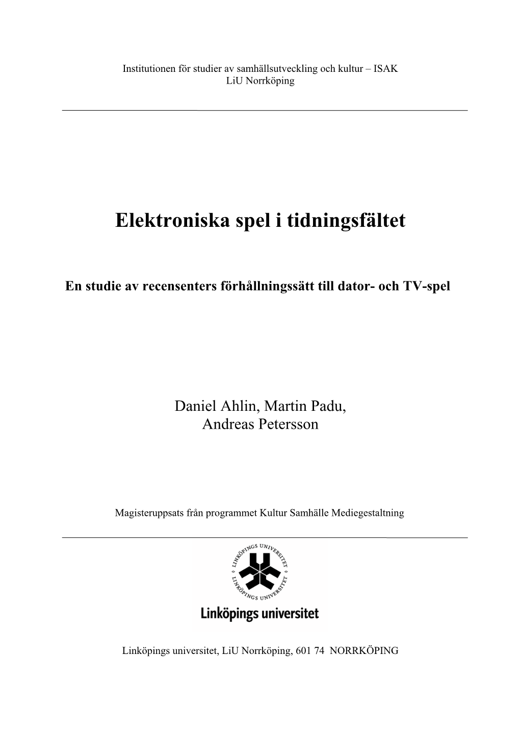 Elektroniska Spel I Tidningsfältet