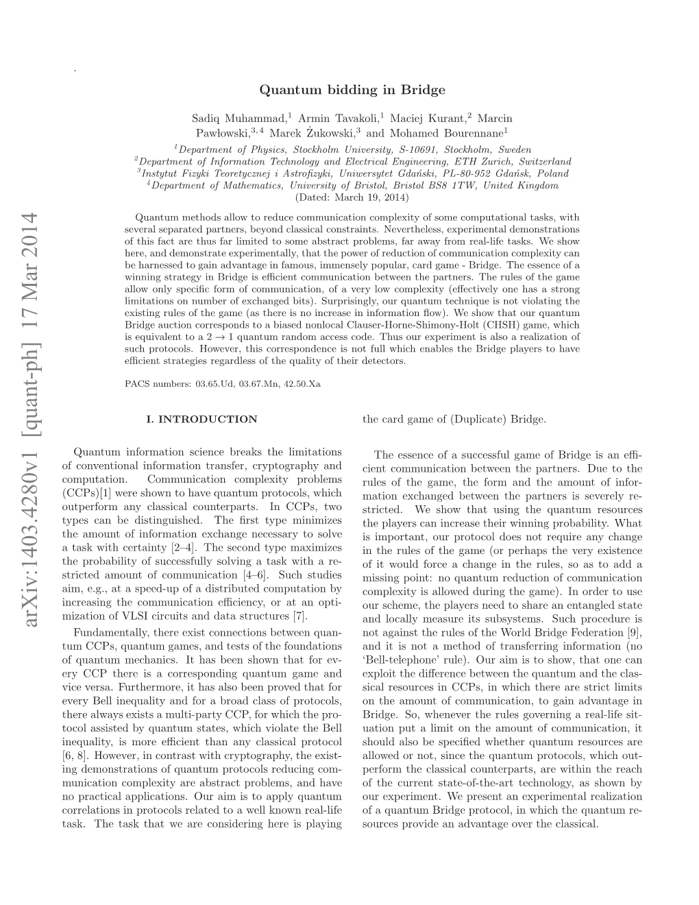 Quantum Bidding in Bridge