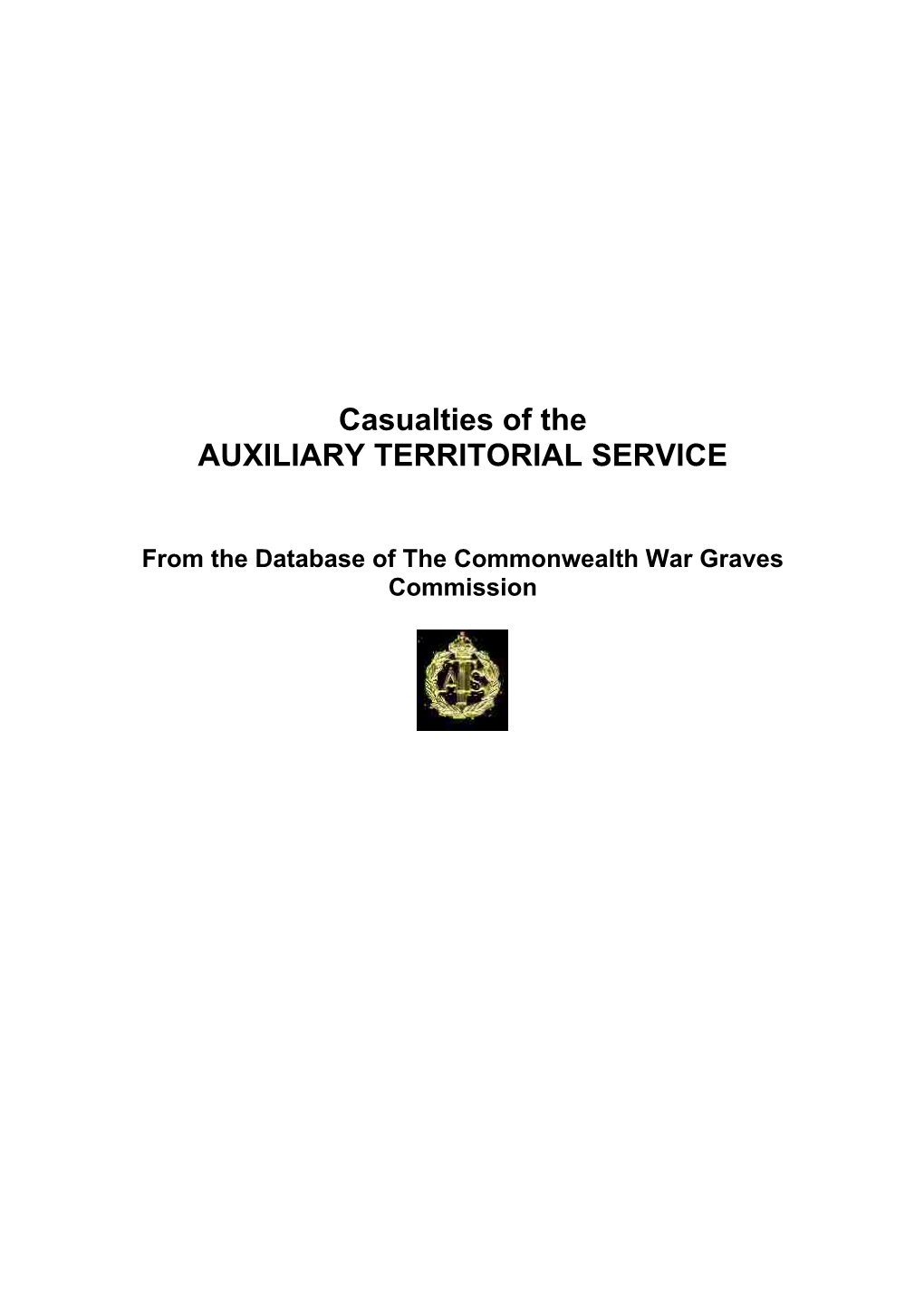Casualties of the AUXILIARY TERRITORIAL SERVICE