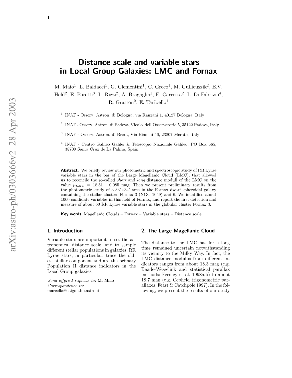 Distance Scale and Variable Stars in Local Group Galaxies: LMC and Fornax